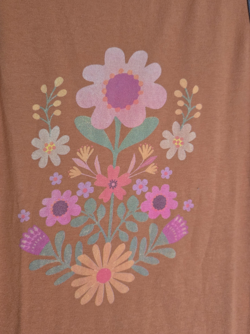 NATURAL LIFE Rust Tank Top with Pink Floral Graphic and Gray Trim - Picture 2 of 5